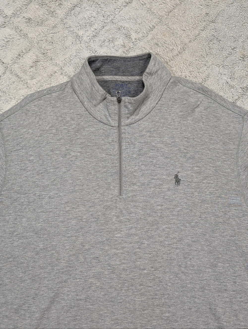 Polo Ralph Lauren Jacket Mens XL Gray Heather Luxury Jersey ¼ Zip Pullover